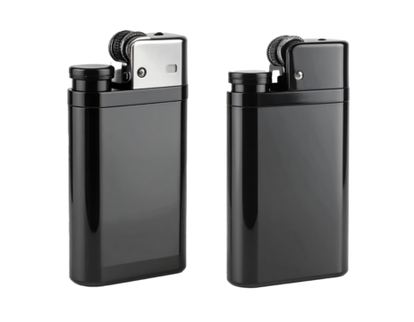 Lighter_High-resolution image of a black sleek metallic refillable lighter