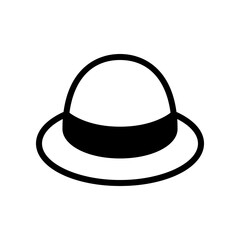 Black and White Illustration of a Stylish Rounded Hat Icon