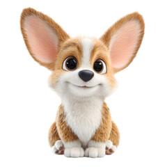 Obraz premium A cute corgi puppy, 3d animation, isolated transparent background, PNG
