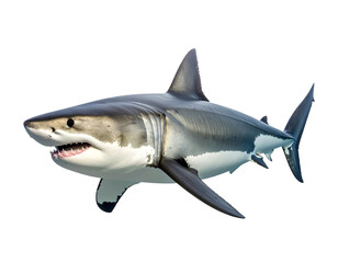 Fototapeta premium Great blue Shark, HD real photo of a great white shark in side profile, smooth body