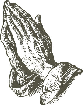Vintage Hand-Drawn Praying Hands Illustration