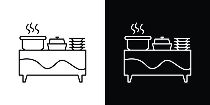 Catering buffet icon in black. flat graphic vector icon
