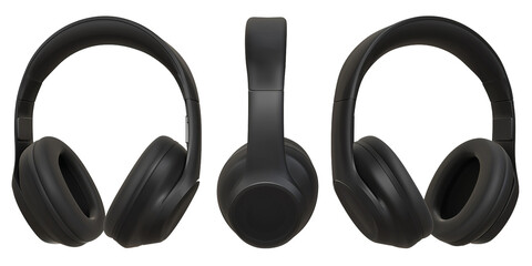 Set of three positions of headphones on display