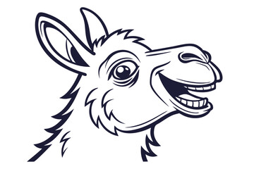 The donkey's head looks like he is cheerfully smiling in black and white
