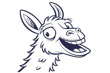 Cartoon donkey head is smiling widely, showing teeth and a crazy, happy expression
