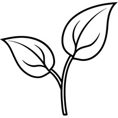 Twin Leaf Line Art
