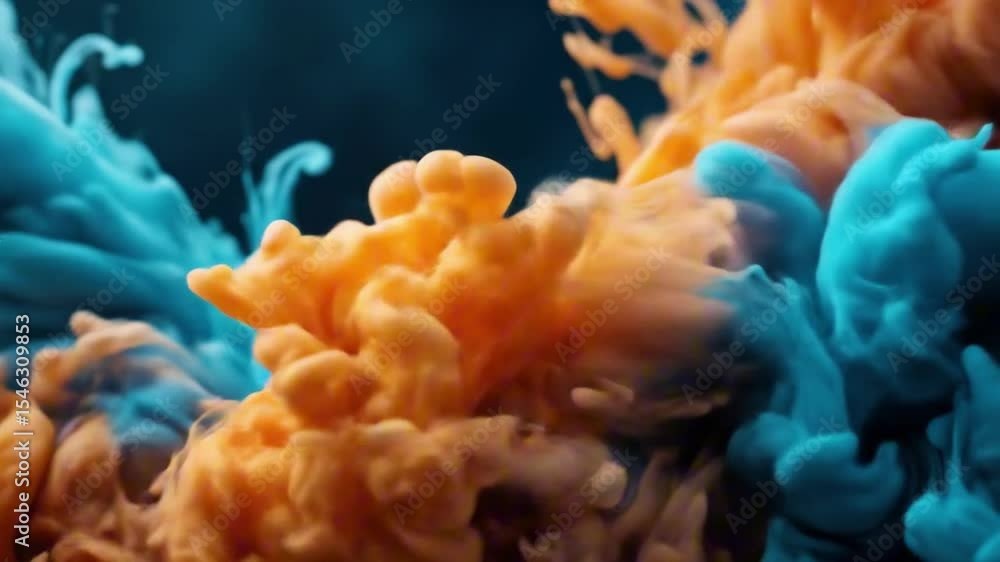 Poster colorful ink swirling in water creating abstract patterns