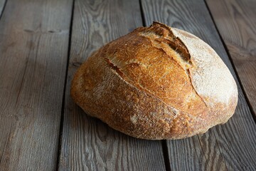 Fresh homemade bread on a gray background. Crisp Unleavened Bread at leaven.