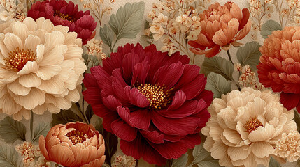 Floral Symphony: A lush display of blooming flowers, showcasing vibrant colors and intricate details, a testament to nature's artistry and the delicate beauty of floral design.