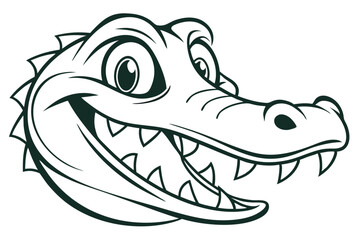Cartoon alligator head shows its teeth in a bold outline style, exuding a fun vibe