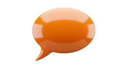Orange speech bubble 3d rendered isolated on transparent background