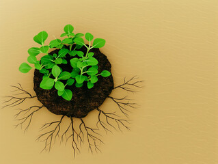 Growing plants with roots symbolizing connection and growth