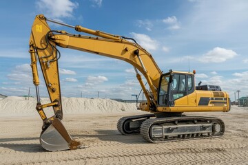 Construction equipment yellow excavator for construction sand transfer large wheels