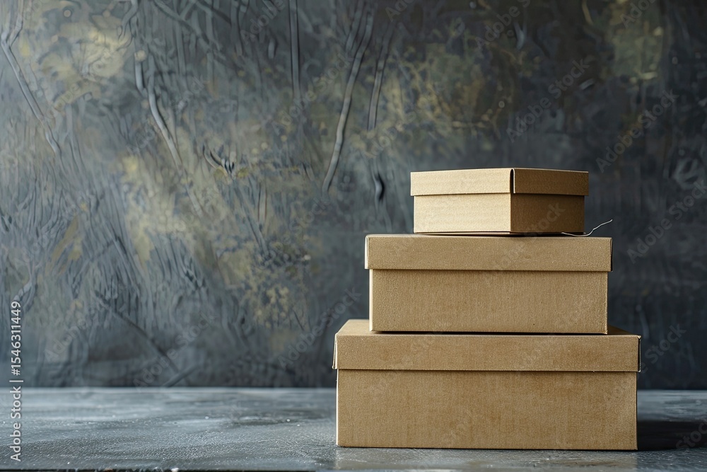Poster high quality image of three boxes are stacked on top of each other