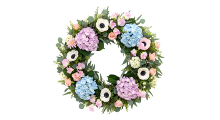 Pastel Floral Wreath isolated on transparent background