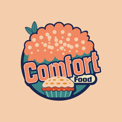 Comfort Food Diner Logo Design with Cozy Typography and Pie Illustration – Retro Restaurant Badge, Homestyle Bakery Emblem, Vintage Eatery Label for Branding and Packaging