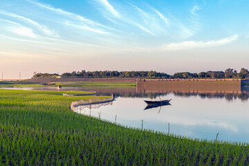 Riverside Landscape of Jamuna River Bank in Tangail, Bangladesh