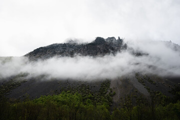 Fog over the pyrenees, Pineta Valley, Ordesa and Monte perdido National Park, Huesca, Aragon, Spain
