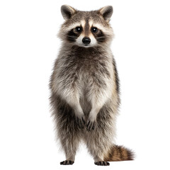 raccoon standing isolated transparent background, PNG, cutout