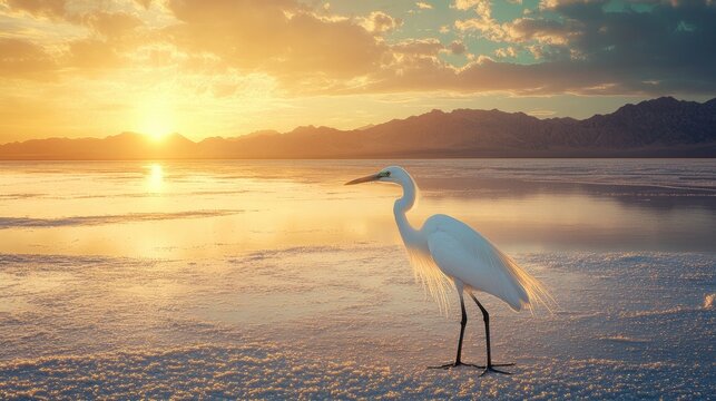 heron on sunset