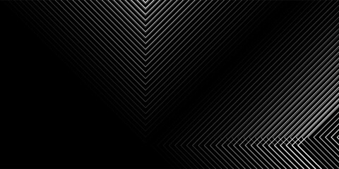 Naklejka premium Dark black background. Modern line stripes curve abstract presentation background.