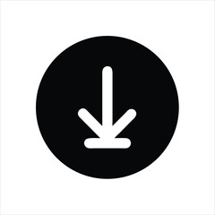 Obraz premium Black Circle with White Downward Arrow Icon