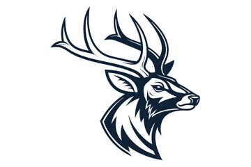 Illustrated head of a noble deer with majestic antlers is showcased here elegantly