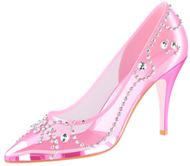 Obraz premium 투명 핑크 공주구두Transparent pink princess shoes