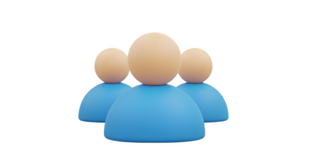 Three people group 3d rendered isolated on transparent background