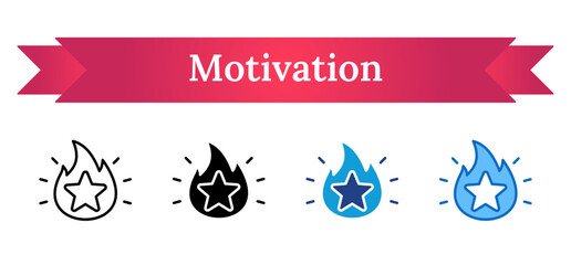 Motivation - Multi Style Icon - Star inside flame, symbolizing passion, drive, and personal or professional motivation