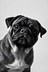 Portrait Photo of an Adult Black Pug. Generative ai
