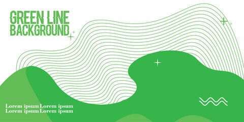 green line Abstract wavy background. Thin line on white