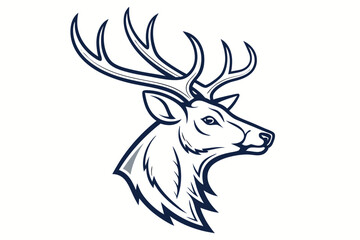 Illustrative stag head facing right displays prominent antlers and a stylized monochrome silhouette