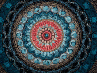 Obraz premium Ornate circular floral pattern design with a seamless vintage ethnic mandala illustration