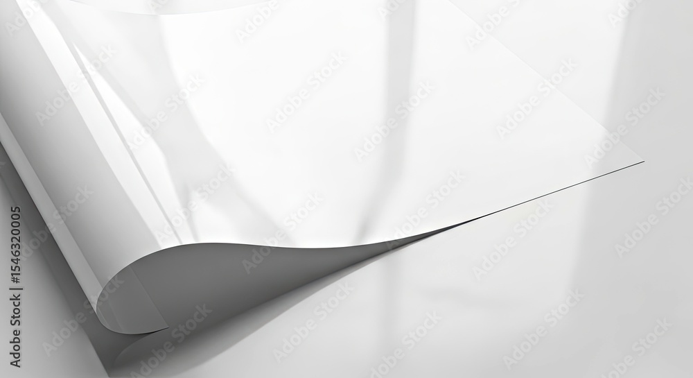 Poster Sleek White Glossy Photo Paper Curl Reflective Surface Backdrop Product Display