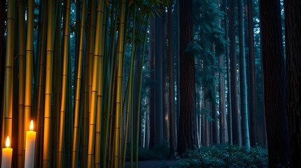 Fototapeta premium abstract green background, bamboo forest in thailand, bamboo forest in the morning, bamboo forest background, 