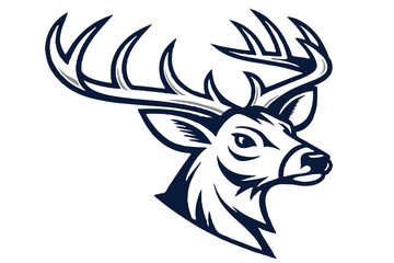 Bold, elegant deer head presents a regal pose with detailed antlers and distinct coloring