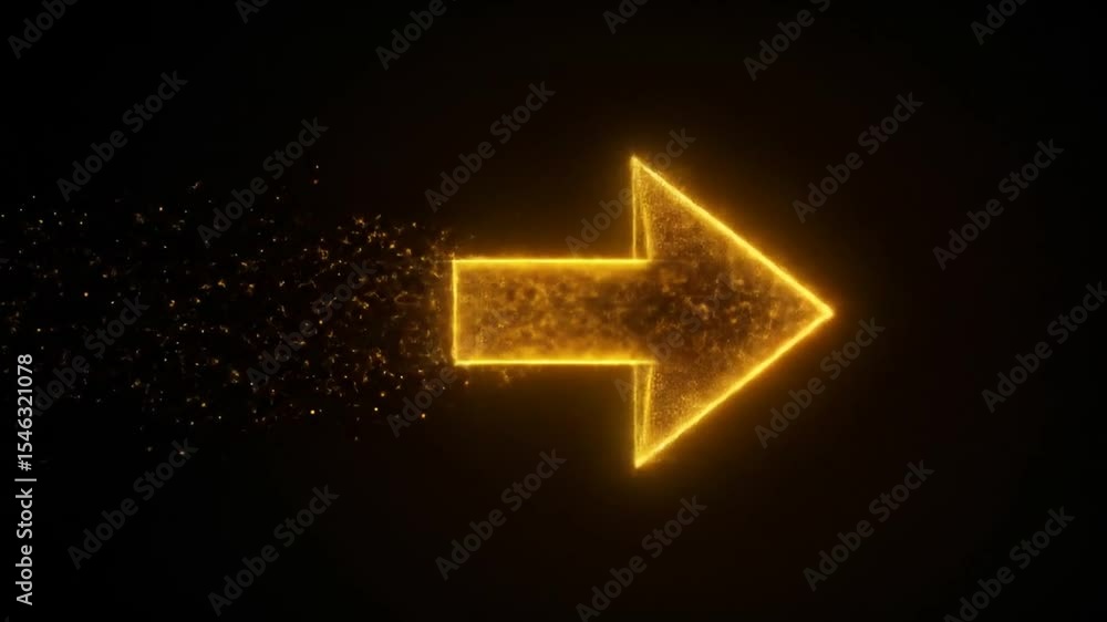 Aufkleber Animated Particle Arrow Transition on Black Background with Directional Movement
