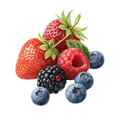 Close-Up of Mixed Berries Isolated on White Background

