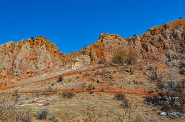 Noravank Monastery and Gnishik canyon scenic view (Vayots Dzor, Armenia)