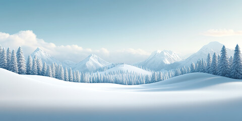 Winter snow mountain snowy pine forest natural scenery illustration