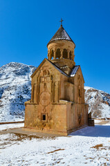 Surb Astvatsatsin church in Noravank monastery winter view (Vayots Dzor, Armenia)
