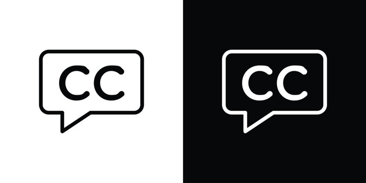Closed caption icon in black. flat graphic vector icon