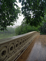 Bow bridge on foggy morning