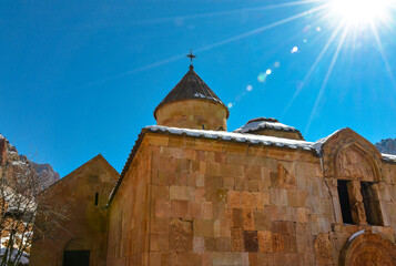 dome and walls of Surb Karapet church in Noravank monastery (Vayots Dzor, Armenia)