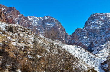 Gnishik gorge in winter scenic view from Noravank road (Vayots Dzor, Armenia)