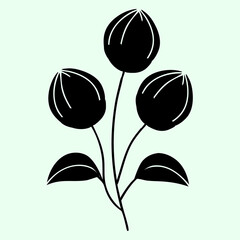 Elegant Floral Silhouette: A stylized black floral silhouette of a delicate flower arrangement, with curved stems and leaves. This image embodies a sense of quiet beauty.