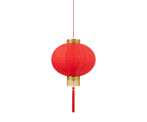 Elegant Festive, Red Chinese Paper Lantern with Golden Accents and Tassel for Celebrations