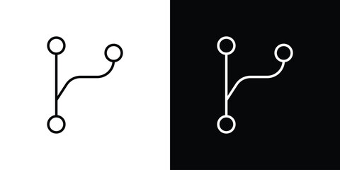 Code branch icon in black. flat graphic vector icon