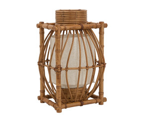 Elegant Bamboo-Framed Lantern with Parchment Panels, Radiating Warmth and Charm in a Minimalist Design Perfect for Ambient Lighting